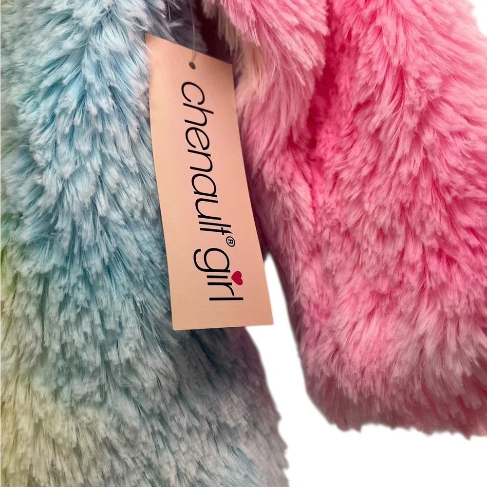 NWT Chenault Multicolor Unicorn Kids Furry Puffer Jacket